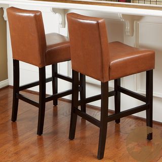 Christopher Knight Home Lopez Hazlenut Leather Counterstools (Set of 2