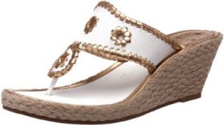 Womens Marbella Rope Mid Platform Sandal,White/Gold,6 M US Shoes