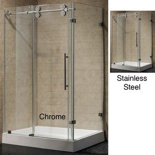VIGO 36 x 48 Frameless 3/8 Clear Right Shower Enclosure with Base