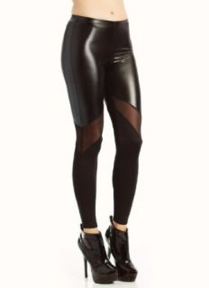 mesh inset leather leggings XS BLACK Clothing