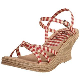 Sbicca Womens Monterey Med Wedge Sandal,Red,5 M US Shoes