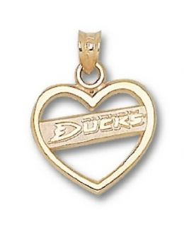 Anaheim Ducks New Logo Heart Pendant   10KT Gold Jewelry