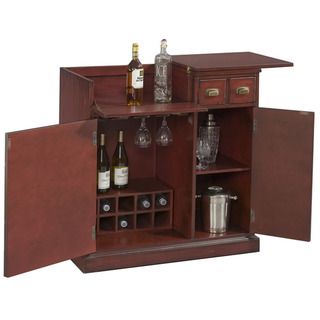 Hand Painted Red Accent Wine Bar Chest