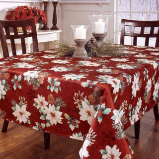 Joyous Christmas Floral Printed Tablecloth