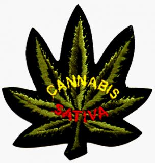 Cannabis Sativa   Marijuana Pot Leaf     Embroidered Iron