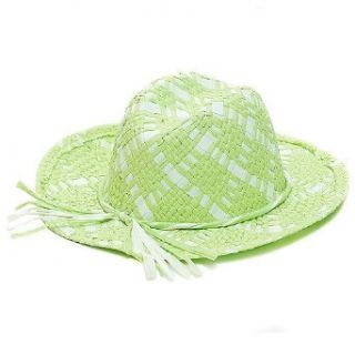 New Girls Green White Straw Cowgirl Hat Dress Up: Sophias