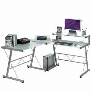 shaped Workstation with Frosted Glass Top