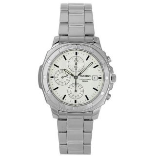 Seiko Mens Stainless Steel Champagne Dial Chronograph Watch