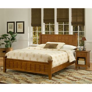 Home Styles Arts & Crafts Oak Queen Bed and Night Stand Cottage