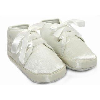 Baby Unisex Christening Shoes in White with Lace (Special
