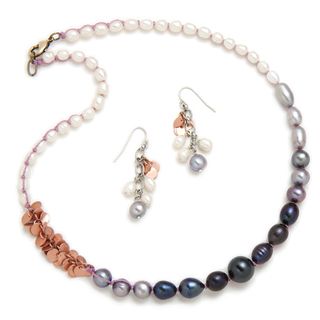 Alex Rae by Peyote Bird Designs Color Block Pearl Necklace and Earring