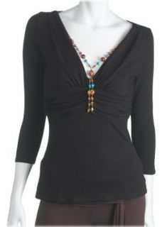 JTB Womens Solid Necklace Top, Black , Small Clothing
