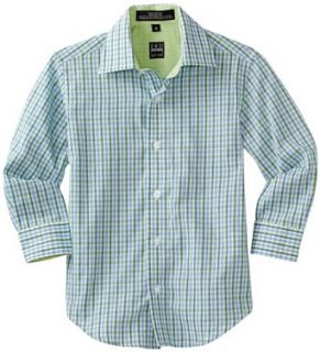 Ike Behar Boys 2 7 Long Sleeve Checked Sport Shirt, Green