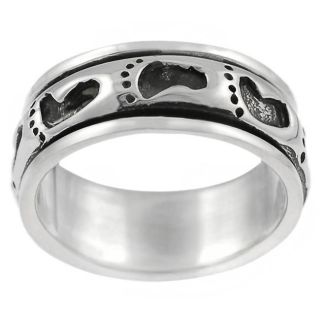 Tressa Sterling Silver Footprint Spinner Ring