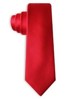 Mens Solid Skinny 2 Inch Crimson Red Necktie Tie