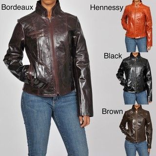 Knoles & Carter Womens Plus Size Double Collar Scuba Leather Jacket