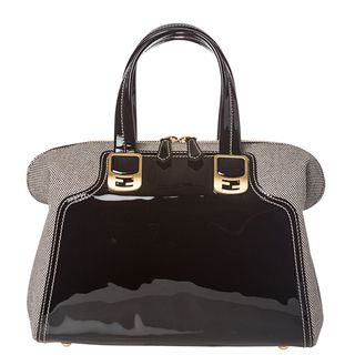 Fendi Womens Black and White Chameleon Shaped Leather and Canvas