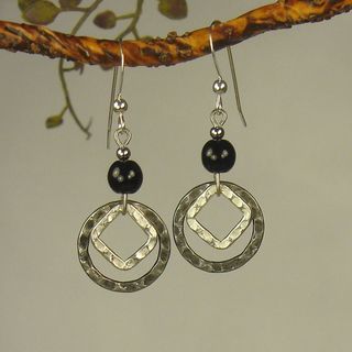 Jewelry by Dawn Black With Silver And Antique Silver Hammered Drop