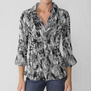 Nicola Womens Necklace Crinkle Blouse