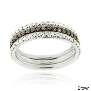 DB Designs Silver 2/5ct TDW Black or Brown Diamond Stackable Ring Set