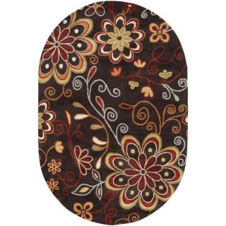 Hand tufted Whimsy Chocolate Wool Rug (8 x 10 Oval)