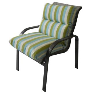 Onanda Outdoor Club Chair Cushion in Striped Aqua Blue and Green