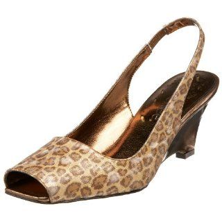 Renee Womens Kaysee Peep Toe Wedge,Brown Cheetah,6.5 W US Shoes