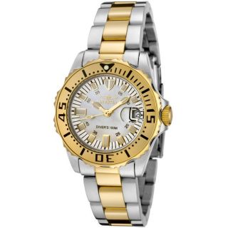 Invicta Womens Pro Diver White Mother of Pearl Dial Two tone Watch