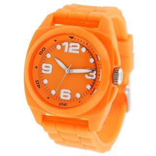 Geneva Platinum Womens Neon Orange Silicone Strap Watch