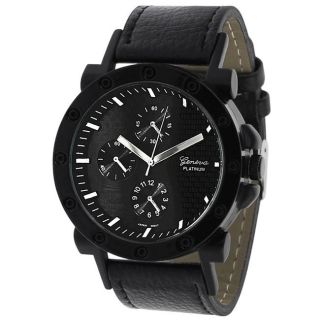 Geneva Platinum Mens Chronograph style Leather Strap Watch