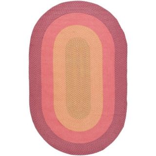 Hand woven Reversible Pink Braided Rug (8 x 10 Oval)