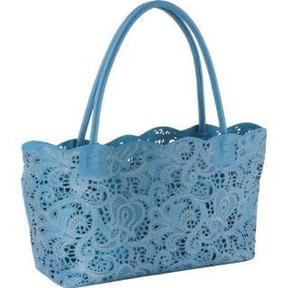 Couture Small Signature Lace Cut out Tote/Purse in Teal Shoes