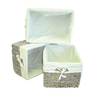 Woven Maize Grey Rectangular Storage Baskets (Set of 3)