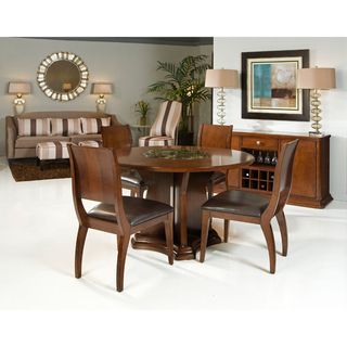 Transitional 5 piece Round Dining Set with Built in Lazy Susan