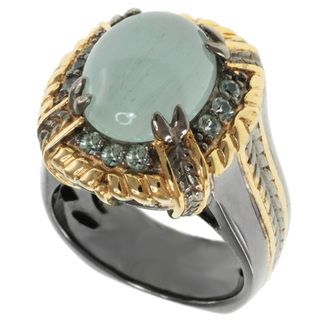 Michael Valitutti Milky Aquamarine and Green Sapphire Ring