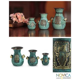 Set of 3 Inca Images Bronze Vases (Peru)