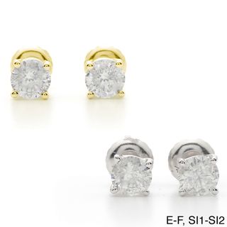 18k Gold 1 1/2ct TDW Certified Clarity enhanced Diamond Stud Earrings