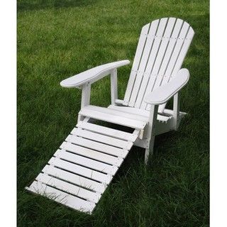 White Folding Adirondack Pull out Footrest Chair