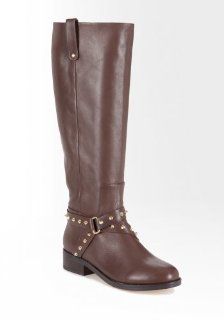 bebe Sophie Studded Knee High Boot Shoes Brown1 9: Shoes