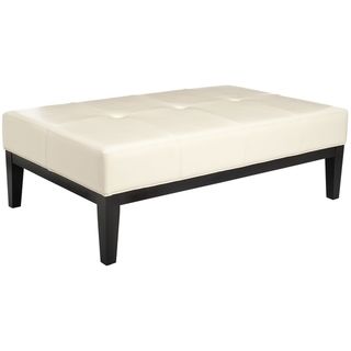 Broadway White Leather Cocktail Ottoman
