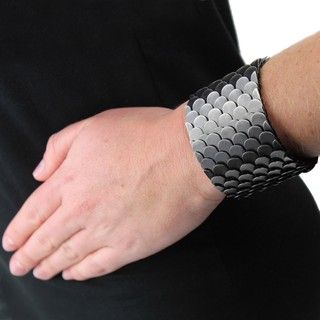 Silvertone Dragon Scale Cuff Bracelet