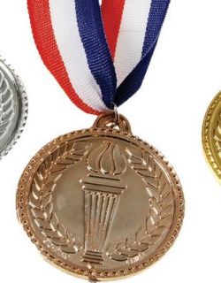 2 Costume Accessory Olympic Style Plastic Bronze Medal