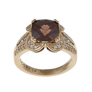 Tacori IV Gold over Sterling Silver Brown and Clear Cubic Zirconia
