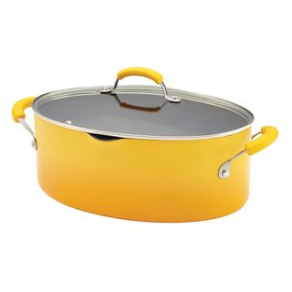 Rachael Ray Porcelain II 8 Quart Yellow Gradient Covered Oval Pasta