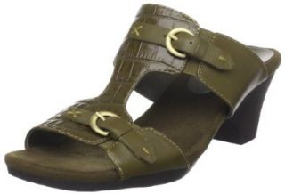 Womens Bran Flake T Strap Sandal,Green Croco,9.5 M US Shoes