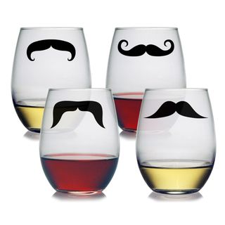 Moustache Stemless Wine Glasses (Set of 4)
