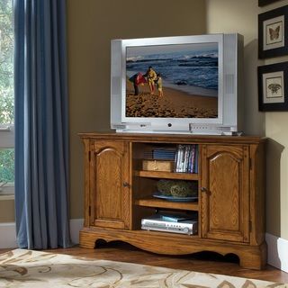 Country Casual Distressed Oak Corner TV Stand
