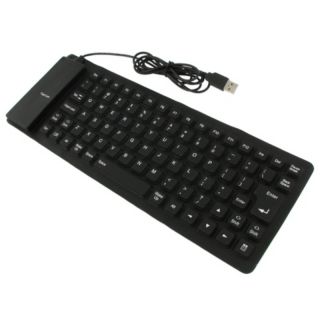 BasAcc Lightweight Foldable Black Silicone USB 2.0 Ultra slim Keyboard