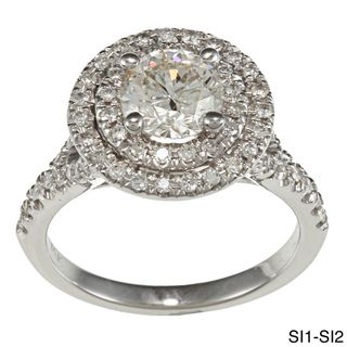 14k White Gold 1 5/8ct TDW Double Halo Diamond Engagement Ring