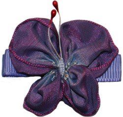 Hair Clippie Butterfly/ Grape & White (Grape/Iris (Purple